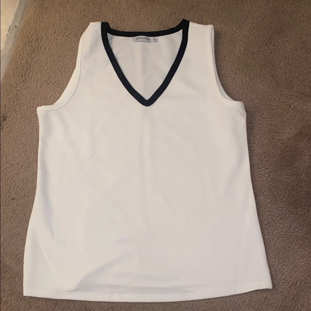 White V-Neck Sleeveless Top